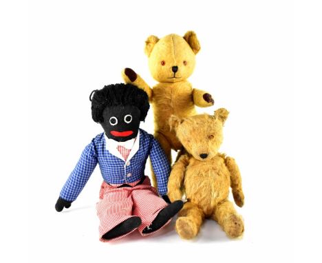 Two vintage Teddy bears c.1950s, one a Pedigree example and a Golly doll (3).