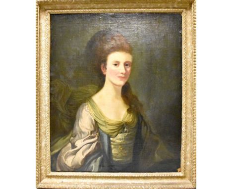 UNATTRIBUTED; oil on board, portrait of a young lady in period costume, 76 x 61cm, framed. CONDITION REPORT Two corners of th