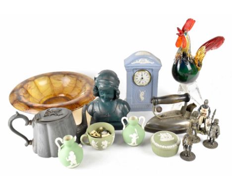 A group of various collectibles and ceramics to include a blue jasper ware 'The Wedgwood Millennium Clock' with certificate o