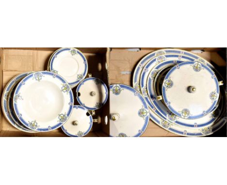 A Royal Worcester Regency ware 'Warwick ' pattern part dinner service comprising dinner plates, bowls, side plates, graduated