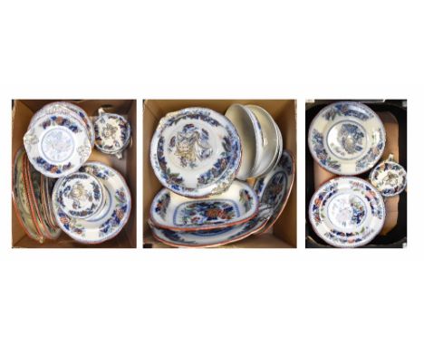 An extensive 19th century Wedgwood 'Bullfinch' Ironstone dinner service comprising a large quantity of dinner plates, side pl