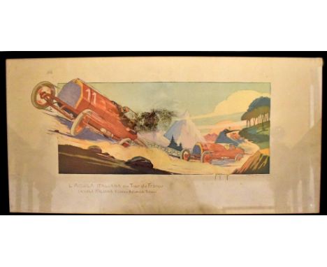 AFTER GAMY;  'L'Aquila Italiana au Tour de France' racing lithograph, published by Mabileau & Co. circa 1915, 43 x 88cm.