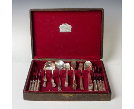 24 German utensils from WMF Patent 90 18 with an etched 5 or S on the handles: 8 teaspoons (5.25"L x 1"W x 0.75"H); 8 dinner 