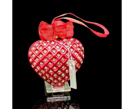 Expressions from the Heart by Karen - Red heart shaped ornament with inset crystals hung from fabric bow. Limited edition 50 