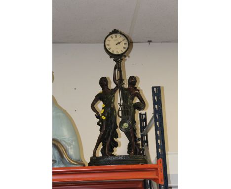 A LARGE MODERN RESIN JULIANA FIGURATIVE MANTEL CLOCK, OVERALL HEIGHT 80 CM