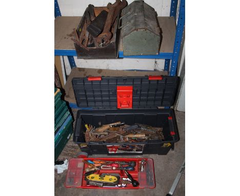 TWO TOOL BOXES PLUS CONTENTS TOGETHER WITH A TRAY OF TOOLS ETC