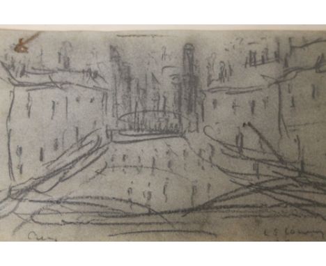 AN UNFRAMED PENCIL SKETCH IN THE STYLE OF LOWRY H 12 CM X W 22 CM