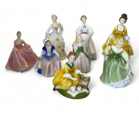 A collection of porcelain ladies by Royal Doulton, Coalport and Royal Worcester
Comprising 'Fair Maiden', 'Dinky Do', 'Penny'