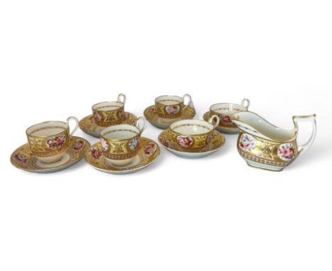 An early 19th century Coalport floral decorated part tea service
Comprising of four tea cups and two wide rim tea cups, six s