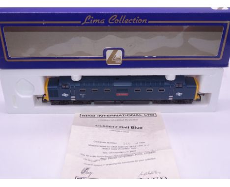 OO GAUGE - A Lima Class 55 Deltic diesel locomotive, 55017 The Durham Light Infantry, in BR blue livery, #516 of 1000 (Riko) 