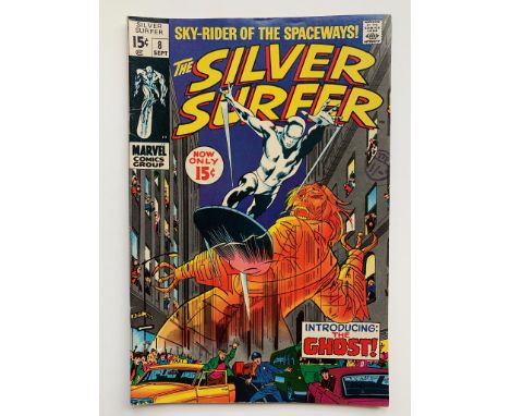 SILVER SURFER #8 (1969 - MARVEL - Cents Copy/Pence Stamp - G/VG) - The first appearance of the Flying Dutchman, plus a Mephis