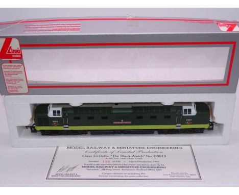 OO GAUGE - A Lima Class 55 Deltic diesel locomotive, D9013 The Black Watch, in BR two tone green livery, #136 of 650 (MR&amp;