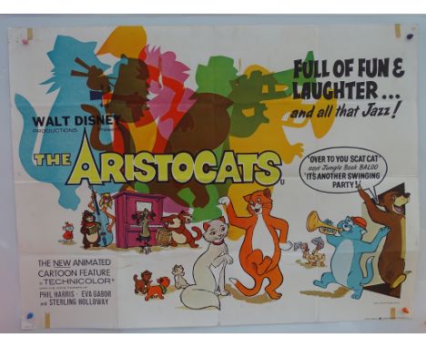 THE ARISTOCATS (1975) - UK Quad Film Poster - FIRST RELEASE - Classic WALT DISNEY feline jazz musical cartoon with fantastic 