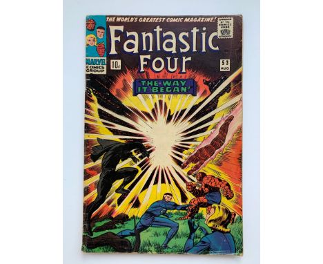 FANTASTIC FOUR #53 - (1966 - MARVEL - Pence Copy - G/VG) - Origin and second appearance of the BLACK PANTHER. Origin and firs