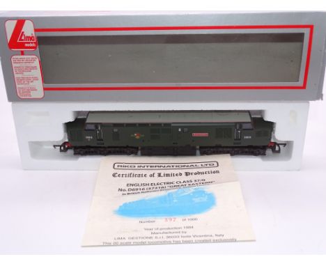 OO GAUGE - A Lima Class 37 diesel locomotive, D6916/37216 Great Eastern, in BR Green livery, #397 of 1000 (Riko) E in VG box