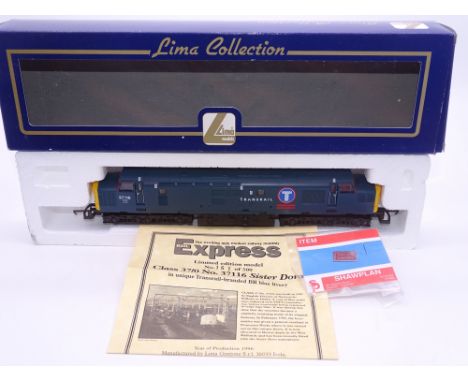 OO GAUGE - A Lima Class 37 diesel locomotive, 37116 Sister Dora, in Transrail Blue livery w/ plates, #161 of 500 (Rail Expres