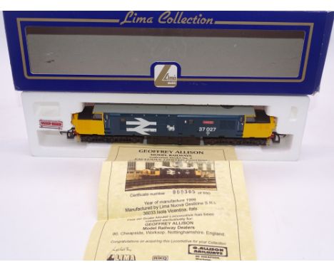 OO GAUGE - A Lima Class 37 diesel locomotive, 37027 Loch Eil, in Large Logo blue livery w/plates, #305 of 550 (Geoffrey Allis