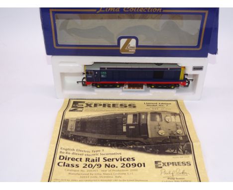 OO GAUGE - A Lima Class 20 diesel locomotive, 20901, in DRS blue livery w/Kosovo Train for Life headboard, #161 of 750 (Rail 