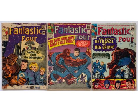 FANTASTIC FOUR LOT #41, 42, 45 (3 in Lot) - (1965 - MARVEL - Cents/Pence Copy/Pence Stamp - FR/G) - Includes the first appear