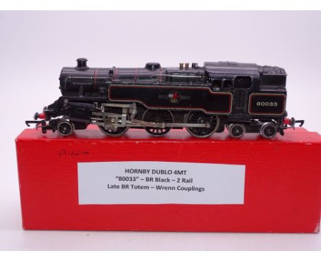 OO GAUGE - A Hornby Dublo 2 rail 4MT tank engine 80033 in late BR black livery. F-G in collector's box