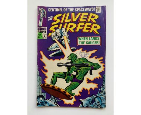 SILVER SURFER #2 (1968 - MARVEL - Cents Copy/Pence Stamp - G/VG) - The first appearance of the Brotherhood of Badoon, plus a 