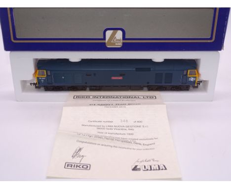 OO GAUGE - A Lima Class 50 diesel locomotive, 50001 Dreadnought, in BR Blue livery, #348 of 800 (Riko) E in VG box