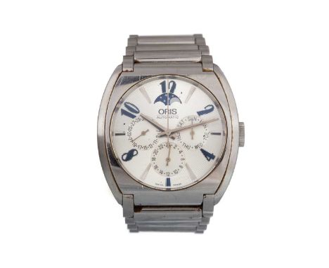 ORIS, FRANK SINATRA STAINLESS STEEL AUTOMATIC WRIST WATCH, the round dial with Arabic and wedge hour markers, 39mm case, on a
