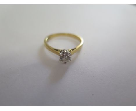 An 18ct yellow gold diamond solitaire ring, approx 0.50ct, ring size O, approx 2.8 grams, diamond bright 