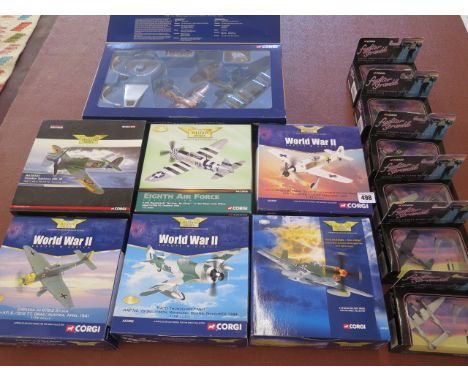 Seven boxed Corgi Aviation Archive WWII aeroplanes and 6 boxed Corgi Fighter Scramble planes 