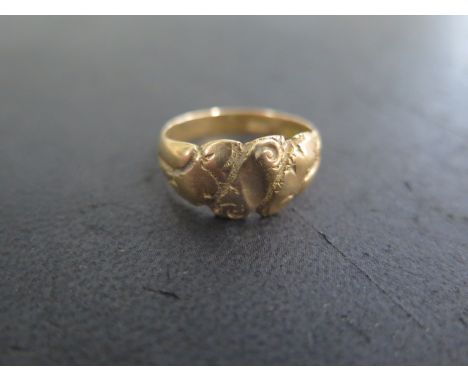 An 18ct yellow gold ring, size S, approx 5.8 grams 