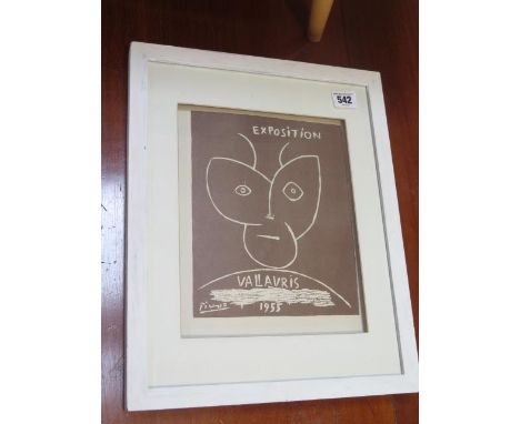 A print of a Picasso Exposition poster in a white frame, 38cm x 31cm 
