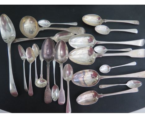 A collection of silver flatware including a ladle - total weight approx 21 troy oz 