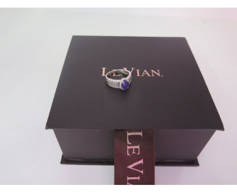 A 14ct white gold Tanzanite and diamond Le Vian ring, the 1ct Blueberry tanzanite with 72 diamonds approx 0.57 ct  , size M/N