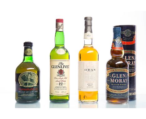 BUNNAHABHAIN AGED 12 YEARSSingle Malt Scotch Whisky. 70cl, 40% volume. GLENLIVET AGED 12 YEARSSingle Malt Scotch Whisky. 70cl