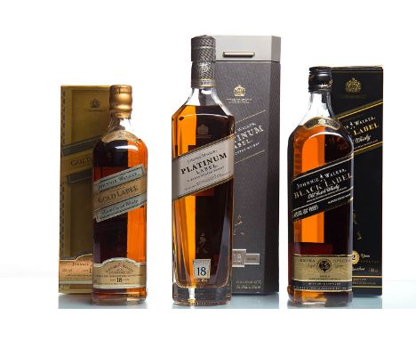 JOHNNIE WALKER 18 YEAR OLD PLATINUM LABELBlended Scotch Whisky. 1L, 40% volume, in plastic carton.JOHNNIE WALKER 12 YEAR OLD 