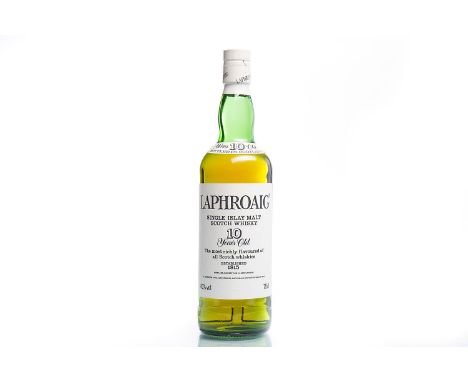 LAPHROAIG 10 YEARS OLD - PRE-ROYAL WARRANT Single Malt Scotch Whisky. Distilled and bottled in Scotland by D. Johnston & Co.,