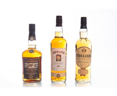 ABERLOUR AGED 10 YEARSSingle Malt Scotch Whisky. 70cl, 40% volume, in tube with cufflinks. KNOCKANDO 1979Single Malt Scotch W