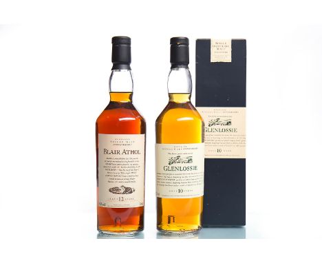 BLAIR ATHOL AGED 12 YEARS FLORA & FAUNASingle Malt Scotch Whisky. 70cl, 43% volume. GLENLOSSIE AGED 10 YEARSSingle Malt Scotc