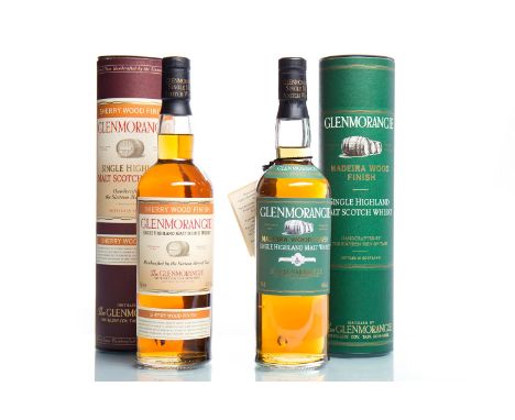 GLENMORANGIE MADEIRA WOOD FINISHSingle Malt Scotch Whisky. 70cl, 43% volume, in tube. GLENMORANGIE SHERRY WOOD FINISHSingle M