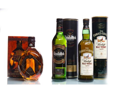 FAMOUS GROUSE 1987 VINTAGE AGED 12 YEARSBlended Malt Scotch Whisky. 70cl, 40% volume, in tin. GLENFIDDICH SPECIAL RESERVE AGE