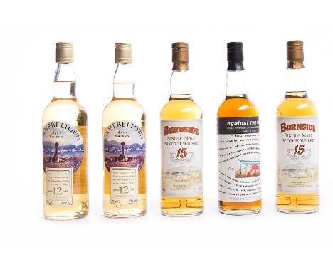 BURNSIDE 15 YEARS OLD (2)Single Malt Scotch Whisky. Produced by Eaglesome Ltd., Campbeltown. 70cl, 46% volume. GLEN SCOTIA 12