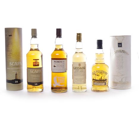 SCAPA 14 YEAR OLDSingle Malt Scotch Whisky. 1L, 40% volume, in tube.OLD PULTENEY 12 YEAR OLDSingle Malt Scotch Whisky. 70cl, 