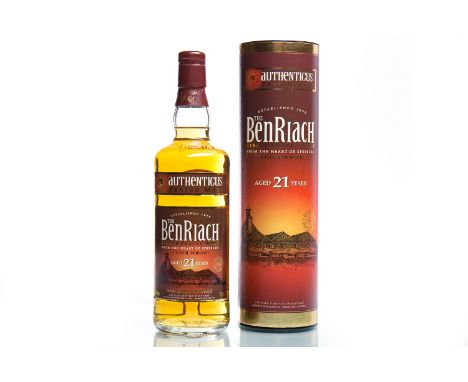 BENRIACH AGED 21 YEARS - AUTHENTICUS PEATED MALTSingle Malt Scotch Whisky. NCF. 70cl, 46% volume, in tube. 