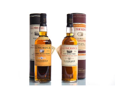 GLENMORANGIE SHERRY WOOD FINISHSingle Malt Scotch Whisky. 70cl, 43% volume, in tube. GLENMORANGIE PORT WOOD FINISHSingle Malt