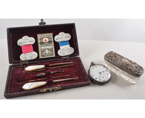 Silver compact with blue enamel cover and applied deer, hallmarked Birmingham 1930, two silver vesta cases, bar brooch, silve