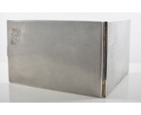 Continental white metal cigarette case, stamped 800, engine turned, 14cm.