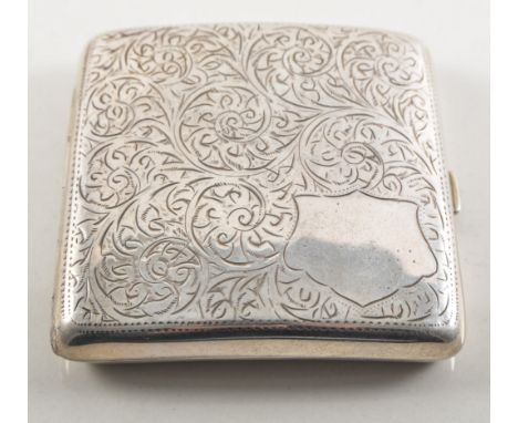 Three silver cigarette cases, two engraved and one engine turned, all gilded on the inside, hallmarked Birmingham 1920, 1924,