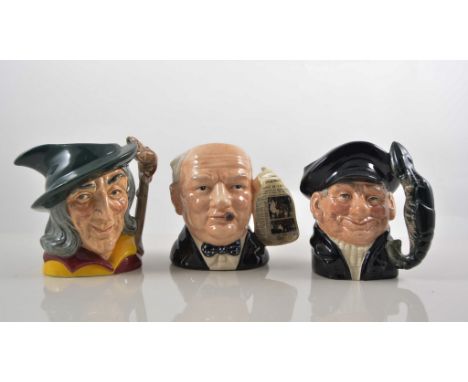 Royal Doulton character flask, Rip van Winkle D6463, 10cm and twelve Royal Doulton character jugs, (13).