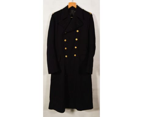 1950's Gieves navy great coat with label dated 1952.