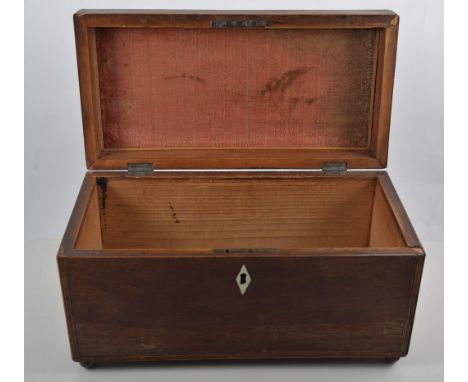 Victorian oak caddy box, crossbanding and stringing, width 31cm, damaged, lacking interior, Victorian inlaid walnut writing s
